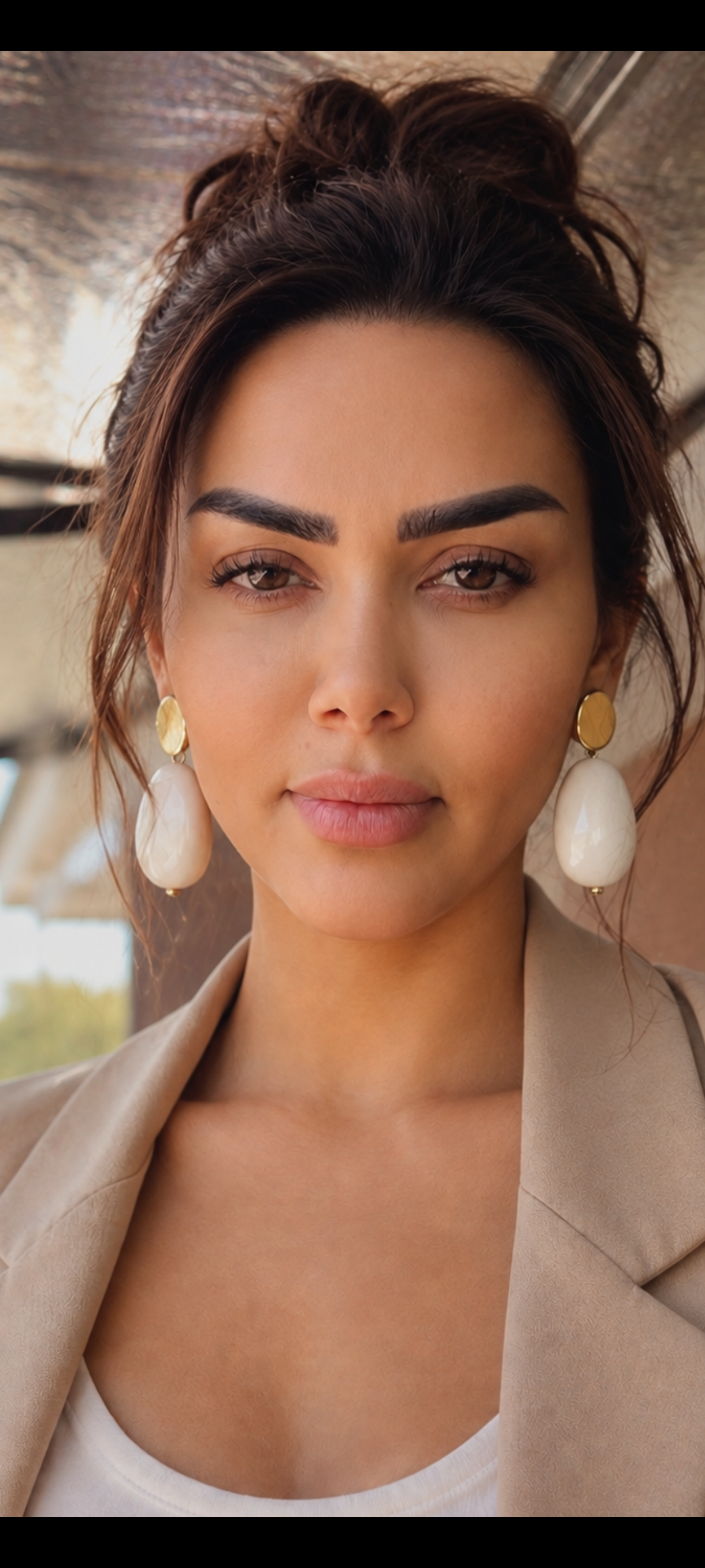 گوشواره طرح سنگ سفید استیل